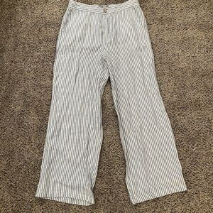 Tahari 100% Linen Wide-Leg Pants Beach Summer Cruise Sz 14